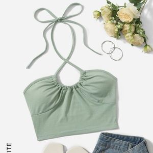 drawstring tie halter top